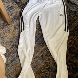 Adidas white straight leg soccer jogger